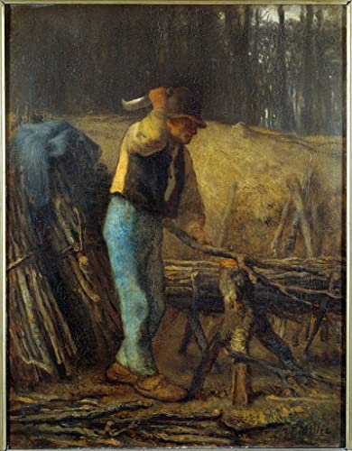 XSBPDPII Berühmt Wandkunst Bilderdruck Leinwand Wandkunst Bilder Der holzspalter ein holzfäller mit einer machete, der zweige Eines Baumes Schneidet von jean francois millets Leinwandbilder 60x90cm