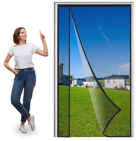 Insektenschutz Fliegengitter Fenster Magnetisches Moskitonetz 180x215cm Fliegengitter BalkontüR Magnet InsektenschutztüRFliegenvorhang Klettband Selbstklebend Schwarz