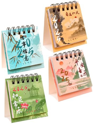 FRCOLOR Blumenkalender-notizblock 4 Stück Doppeldrahtbindung Mini-kalenderkarten Bürokalender Neujahrs-desktop-