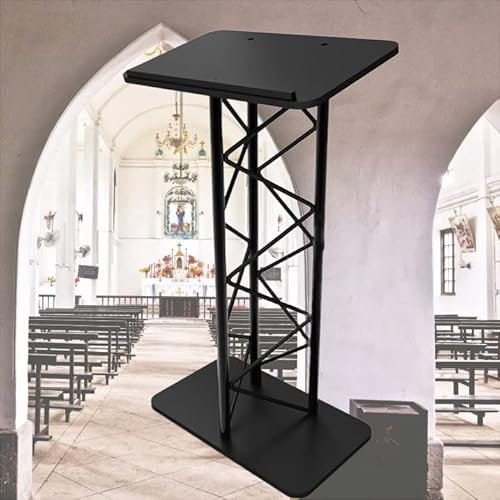 Tragbarer Traversenständer aus Metall und Holz, 63,5 cm, mit Getränkehalter, Klassenzimmer, Schreibtisch, Rednerpult, Ständer für Kirchen und Lautsprecher