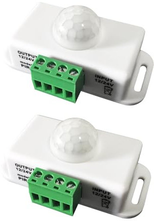 SIGANDG Body Infrared Light Switch,12V-24V PIR Sensor LED Motion Sensor Switch Motion Timer Function Sign Control PIR Controller,ForLED Strips Lighting (2 Pcs-White)