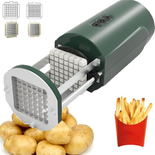 RSPPPJQ Electric Potato Cutter,Electric French Fries Maker with Stainless Steel Commercial French Fry Cutter - Includes 1/2 & 3/8 Inch Blade,for Potatoes, Carrots and Cucumbers