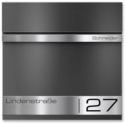 Metzler Cassetta Postale da Parete Grigio Metallizzato DB 703 con Portagiornali – Personalizzata con Incisione Laser – Acciaio Verniciato a Polvere Resistente alle Intemperie | Modello Stencil 2