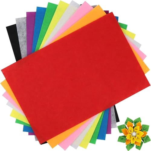 Heanvmyss 10 Pcs Coloured Felt Fabric,20x30cm Filzstoff Bastelfilz 1mm,Steifer Filz,Weiches Handwerk Filz-Stoffbögen für DIY,Nähprojekt(10 Farben)