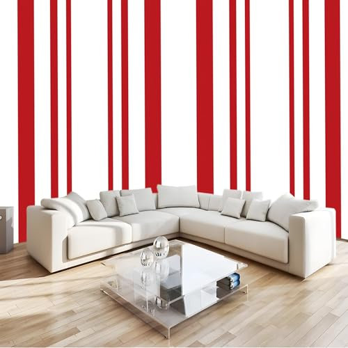 3D Mural Rayures Verticales Rouges Simples Papier peint panoramique 200 x 140 Revêtement mural décoration chambre salon - Design moderne Murale Effet Trompe Loeil Rouge