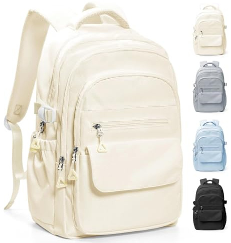 HYC00 Sac à Dos D'école Fille Ado Sacs à Dos Scolaire Collège Sac Universitaire Femme Casual Daypacks Imperméable Laptop Backpack Léger Sacs Ados Voyage Femme Bookbag College Work Bag,Beige