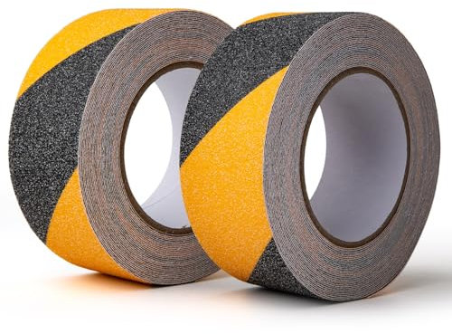 Anti Rutsch Klebeband Treppe 2er 10mx5cm Schwarz/Gelb Anti Slip Tape Außen und Innen Antirutschband Selbstklebend Absperrband Anti-rutsch-aufkleber für Rutschfeste Treppenstufen Bodenmarkierungsband