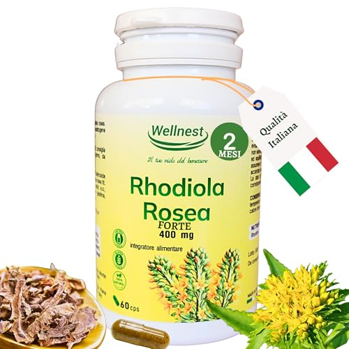 Wellnest Rodiola Rosea Forte Riduce Stanchezza, Ansia e Stress per Buon Umore e Concentrazione Integratore con Rhodiola Rosae 60 Capsule Made in Italy