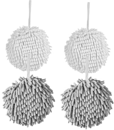 Warmhm Set di 4 Asciugamani da Bagno in Ciniglia a Forma Sferica, Morbidi, Assorbenti e Delicati sulla Pelle, Design Creativo a Pallina, per Casa e Viaggio