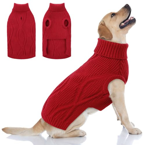 Queenmore Weihnachtspullover Hund Große Turtleneck Mit Leinenöffnung | Hundepullover Grosse Hunde Weich & Wärmend, Labrador Retriever, Golden Retriever, Weimaraner, Deutscher Schäferhund