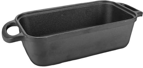 Koolenry Set of 2 Cast Iron Bread,Loaf Pans with Lids, Heavy Duty for Oven for Baking(Black)