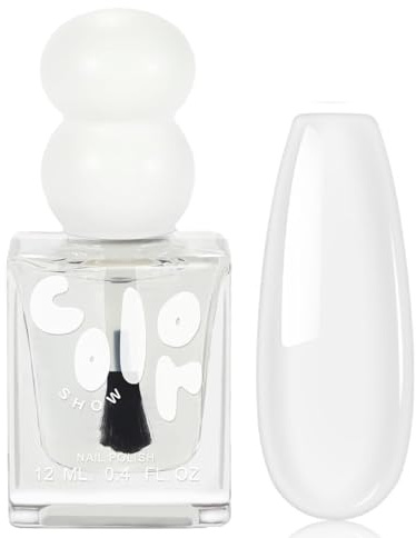 Clear Nail Polish - 2 in 1 Quick Dry Base Coat and Top Coat - Water Based Transparent Nail Varnish - Long Lasting Strengthening Nail Polish - High Glossy No UV Needed Nail Art Manicure -12ml