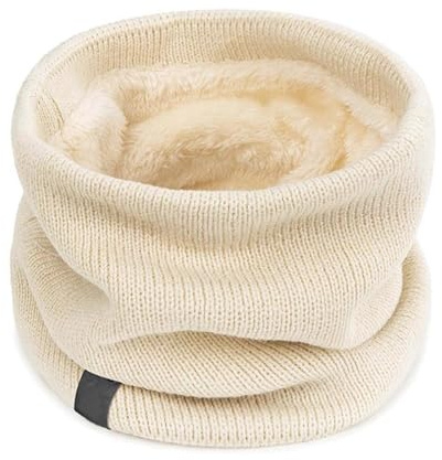 Falafoty Winter Baby Mädchen Jungen Schlauchschal,Warmer Dicker Fleece Flauschig Schal,Winter Halswärmer Loop Schal Rund Winddicht Halstücher Für Kinder Erwachsene Herbst Indoor Outdoor (Cremefarben)