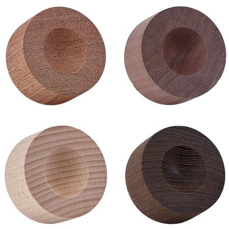 PH PandaHall 4 färger trä eterisk olja spridare trä aromaterapi diffusor, 5 cm liten rund oljediffusor för hem sovrum kontor bil garderob yoga hall bastu och spa