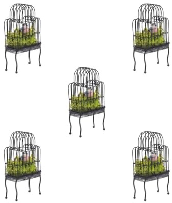 Juego de 5 casitas de muñecas a escala 1:12, accesorios para muñecas, escena de vida, mini pájaros, color negro