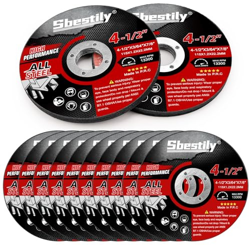Sbestily 20Pcs 115mm Metal Cutting Discs for Angle Grinder Steel, Aluminium | 4.5 Ultra Thin 1.2mm Cut Off Wheels: Fast Slicing of Iron, Aluminum & Ferrous Metals. Durable, Burr-Free Grinder Blades.