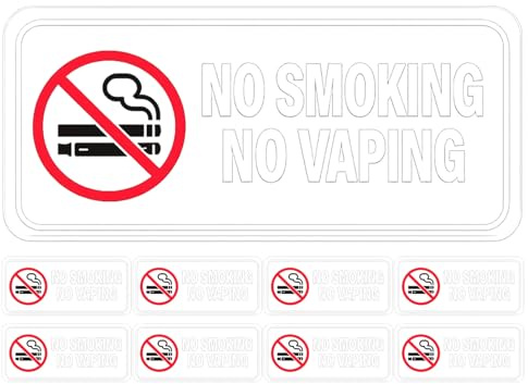 Mistillion 10Pack No Smoking No Vaping Stickers, 10×5cm PVC Waterproof Self-Adhesive Prohibition Warning Signs for Office Vehicles Windows Doors