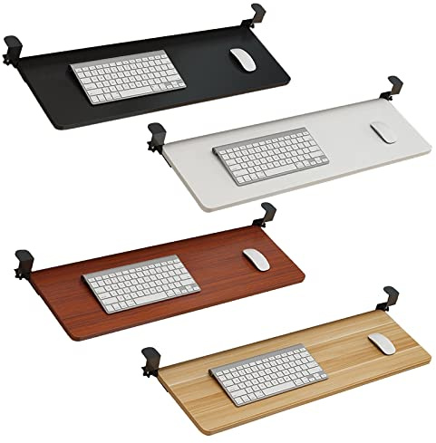 Sottopiano per tastiera con legno e metallo, cassetto salvaspazio per tastiera e mouse, estensione da scrivania per postazione di lavoro ergonomica
