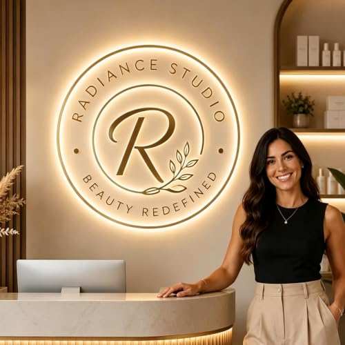 Personalisiertes LED Neon Logo Schild – Dimmbare Personalisierte Neon Leuchtreklame mit Firmenlogo, Acryl Werbeschild mit Hintergrundbeleuchtung für Geschäft, Café, Bar & Büro