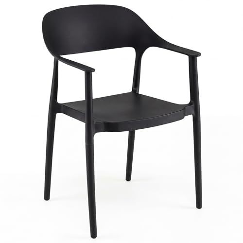 COSTWAY Esszimmerstuhl stapelbar, Küchenstuhl aus Kunststoff, Esstisch Stuhl bis 150 kg belastbar, Stapelstuhl für Esszimmer, Küche (Schwarz)