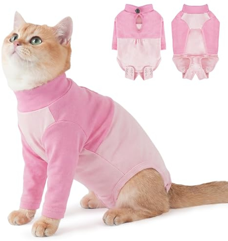Läckageskydd katt framben, kattbody framben återhämtningsoverall kattbandage framben medicinsk husdjurströja katt kattkroppsdräkt (rosa, XL)