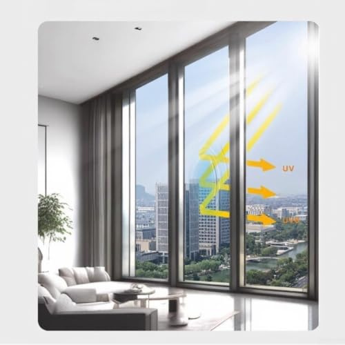 Película plateada para ventana, con control de calor, privacidad diurna, antirreflejos, espejo reflectante de vinilo solar para ventanas, 40 x 200 cm (plata de té, 0,4 x 2 m)