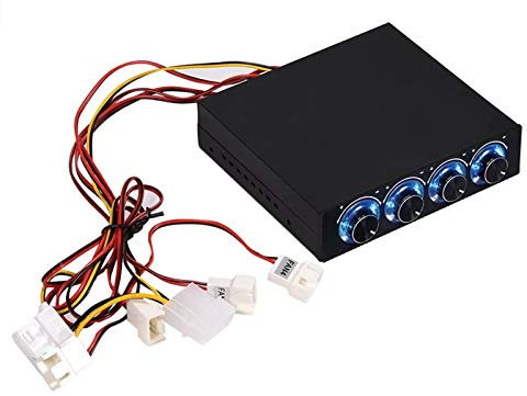 4-Kanal-Computer-Lüfter, Drehzahl- und Temperaturregler, zur Wärmereduzierung, für PC-Desktop, mit blauer LED.