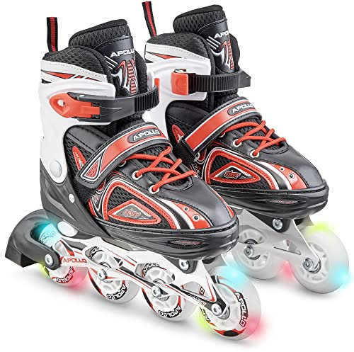 Apollo Super Blades, größenverstellbare Inline Skates für Damen und Kinder, Inliner für Erwachsene, Mädchen und Jungen in den Größen 31–42, LED Inline-Skates