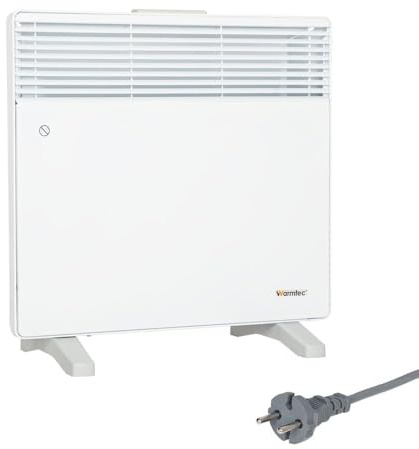 WARMTEC Chauffage électrique 2000 W | Radiateur électrique avec thermostat à 8 niveaux et fonction antigel | Radiateur à convection autoportant à économie d'énergie | Blanc