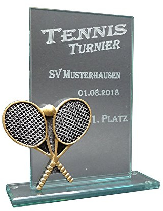 RaRu Tennis-Glaspokal Resin-Figur mit Lasergravur nach Wunsch