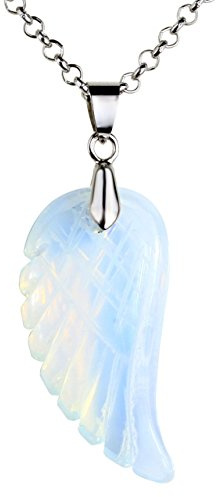 JSDDE Schmuck Charms Engelsflügel Anhänger aus Heilsteine Edelstein mit Halskette Flügel Anhänger Glücksbringer Pendant Schmuck für Frauen Damen