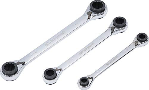 BGS Diy 6837 | Set di chiavi ad anello a cricchetto | 4 in 1 | SW 8 x 9-18 x 19 mm