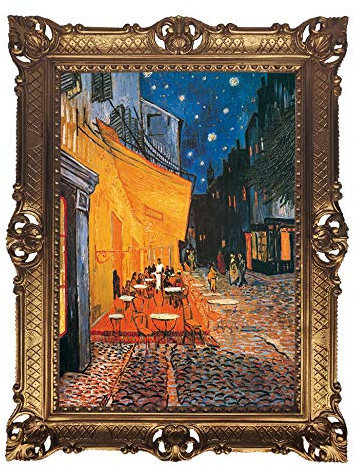 Lnxp Wunderschönes Gemälde 70x90 cm Künstler; V. Van Gogh Cafe bei Nacht Bild Bilder Barock Rahmen Antik Repro Renaissance 58B