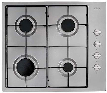 CDA HG6151SS 60cm Stainless Steel 4 Burner Gas Hob with Enamel Pan Stands & FFD