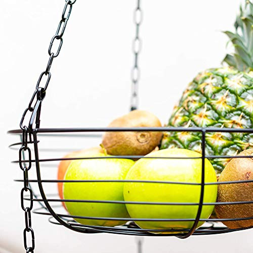 basku Obstkorb HäNgend - KüChe HäNgeobstkorb - Obstampel HäNge-Etagere HöHe Individuell Einstellbar-100Cm KüChenampel Zum AufhäNgen-KüChenampel Mehr Platz Auf Ihrer