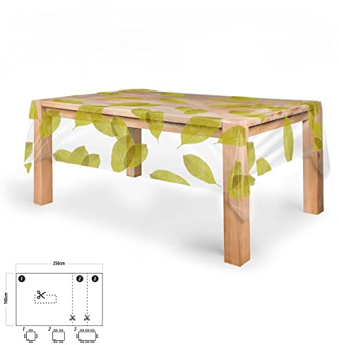 ORYX Mantel Hule Rectangular Hojas Transparente Impermeable Antimanchas PVC 140x250 cm. Recortable Uso Interior y Exterior