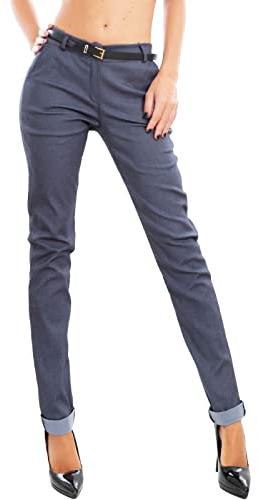 Toocool - Pantaloni Donna Classici Eleganti Tasche Vita Bassa Cintura AS-28251 [M,Jeans]