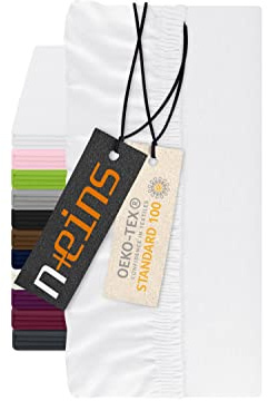 npluseins Spannbettlaken für Topper - Spannbetttuch aus 100% Baumwolle 1598.2327, ca. 180-200 x 200 cm, weiß