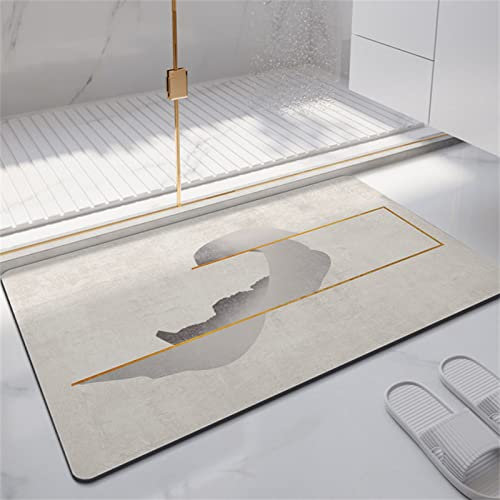 Badezimmerteppich, Badematte Rutschfest, 40x60cm Bad Teppich LäUfer, Duschmatte, Badteppich Badvorleger Rutschfest Waschbar, Antirutschmatte Dusche, Teppich Badezimmer, Bathroom Bath Mat, Beige