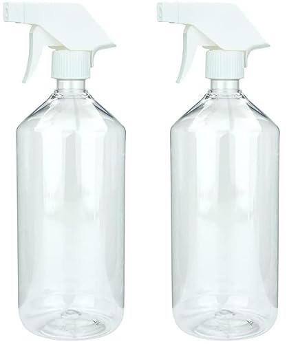 mikken 2 Sprühflaschen 1000 ml Kunststoff PET für Reinigungsmittel, Pflanzen, Haare, etc