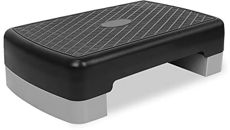 FUNJEPE Stepper à 2 niveaux réglables en hauteur pour entraînement et aérobic avec 2 rehausseurs réglables de 10 cm à 15 cm (gris)