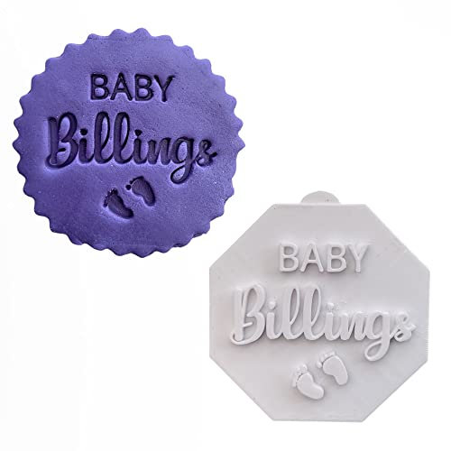 Personalised Baby Name Baby Shower Fondant Stamp Icing Cookie Decoration Cake (Small - 6cm)