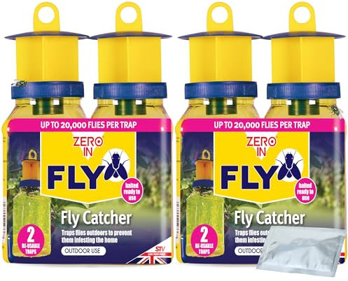 Zero In Outdoor Fly Trap - Ready-Baited Outdoor Fly Catcher, Multi Pack X2 - Non-Toxic, Insect Trap to Attract & Trap Bugs - Suitable for Garden & Outdoor Use, Lasts up to 2-3 Weeks