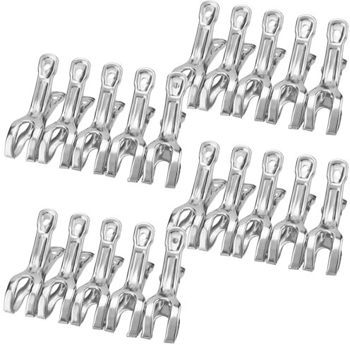 20 Stück Edelstahl Handtuchklammer 8.5cm Strandtuch Clips Große Wäscheklammern Camping Klammern Gross Windbeständig für Tägliche Wäsche Strandtuch Badetuch Bettwäsche und Dicke Kleidung