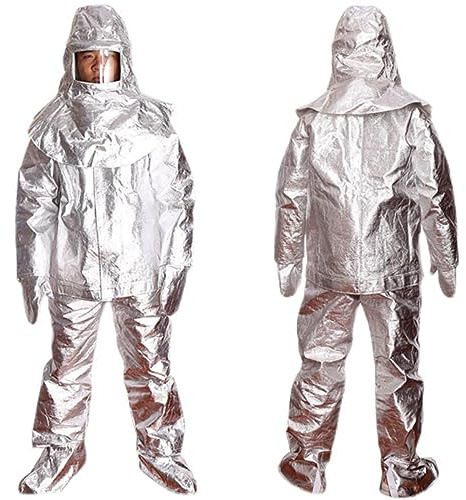Combinaison d'isolation résistante à la chaleur Inflammation Retarding Costume Aluminisé Résistant à la chaleur Costume Aluminisé Vêtements de travail de sauvetage de mines, Usine de verre,