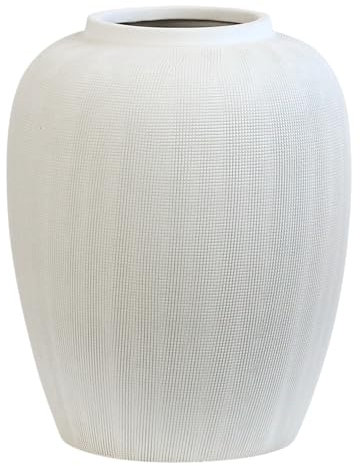 Olly & Rose Rhodes Vase - Flower Vase - White Ceramic Vases Patterned 20cm 8 Inch