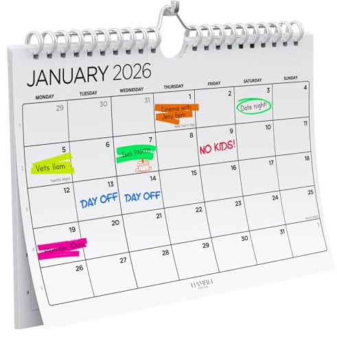 Wall Calendar 2026-12 Month Calendar 2026 - A4 Landscape Wall Planner 2026 - Full Year Desk Calendar - NOW to December 2026