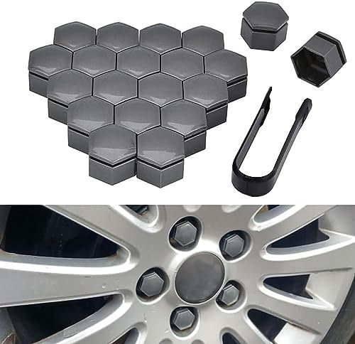 NALSA 20 Stücke Auto Radschraubenkappen für Infiniti EX FX JX QX X25 EX35 ESQ, Sechseckige Radbolzen Radmutterkappen Radmuttern Abdeckkappe Schraubenabdeckung Zubehör,B/Grey-17mm