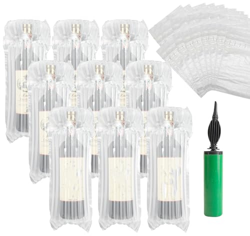 60 Stück Weinflaschen-Reise-Schutztaschen, aufblasbare Weinblasenverpackungstaschen, Weinflaschen-Versandhüllen, Weinblasenkissen, Schutzbeutel mit Pumpe