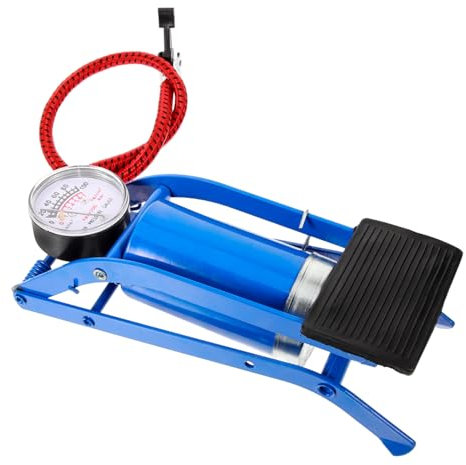 Hochdruck Fußpumpe Standpumpe aus Metall mit Manometer, Blau